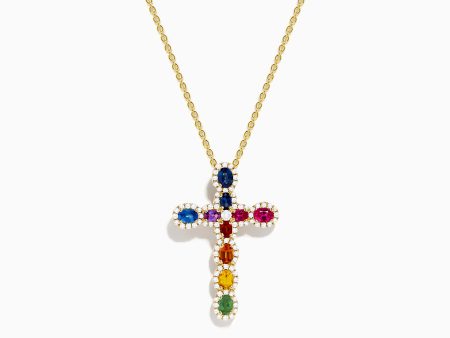 Watercolors 14K Yellow Gold Cross Pendant on Sale