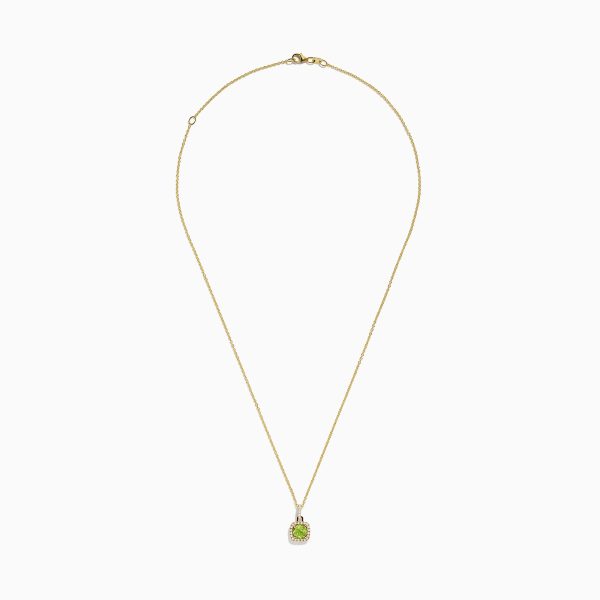 14K Yellow Gold Peridot and Diamond Pendant, 1.03 TCW Supply