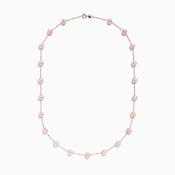 14K Rose Gold Cultured Fresh Water Pearl Necklace Online