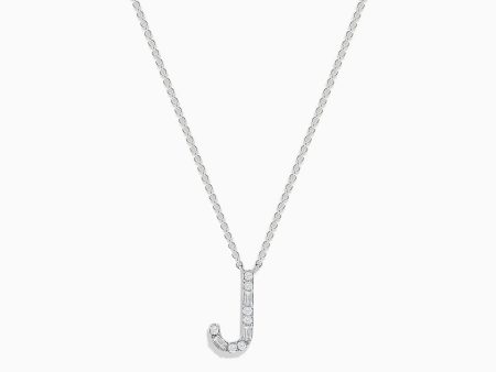 14 Karat White Gold Initial  J  Diamond Necklace Supply