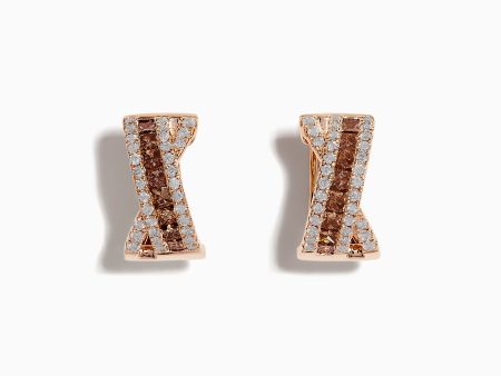 14K Rose Gold Espresso and White Diamond Earrings Online Hot Sale