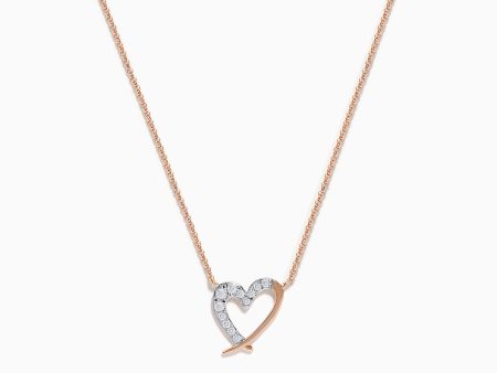 14K Rose Gold Diamond Open Heart Necklace Online Sale