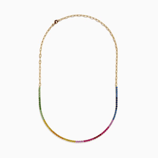 Watercolors 14K Yellow Gold Multi Sapphire, Ruby, & Tsavorite Necklace Supply