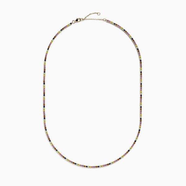 Watercolors 14k Yellow Gold Multi Sapphire Tennis Necklace Online Sale