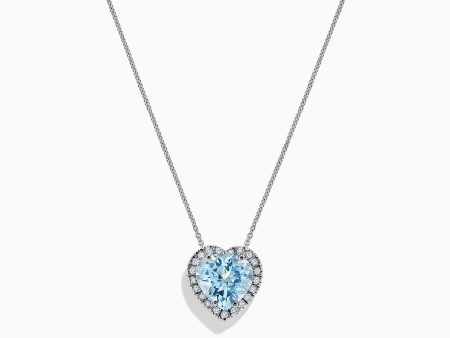 14K White Gold Aquamarine and Diamond Heart Pendant, 2.90 TCW Online