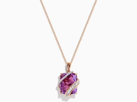 14K Rose Gold Pink Amethyst and Diamond Pendant Supply