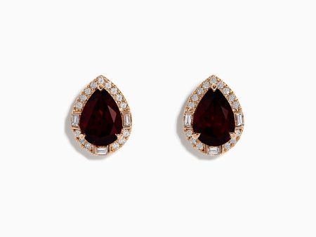 14K Rose Gold Garnet and Diamond Earrings Online Sale