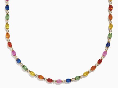 Watercolors 14K Gold Multi Sapphire and Diamond Necklace, 14.72 TCW Online