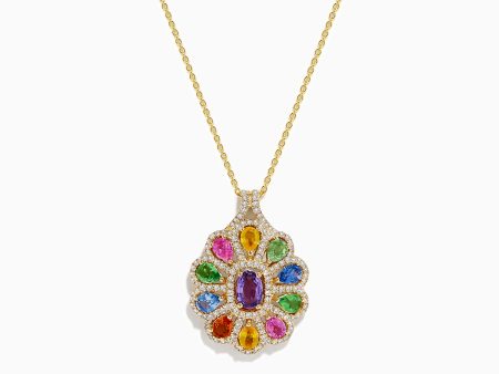 Watercolors 14K Yellow Gold Multi Sapphire Pendant Cheap