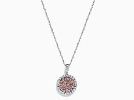 14K Two Tone Gold Pink and White Diamond Pendant, 0.54 TCW Discount