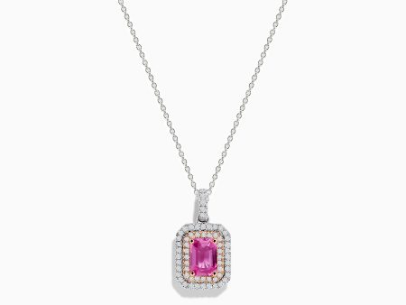 14K Two Tone Gold Pink Sapphire and Diamond Pendant Sale