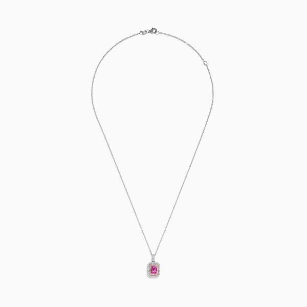 14K Two Tone Gold Pink Sapphire and Diamond Pendant Sale