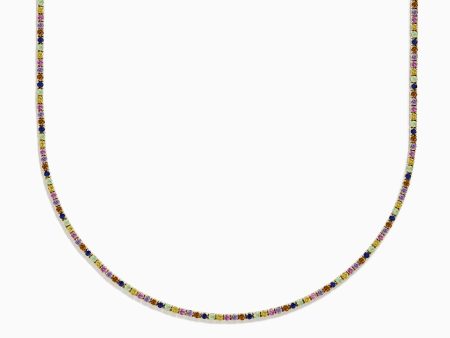 Watercolors 14k Yellow Gold Multi Sapphire Tennis Necklace Online Sale