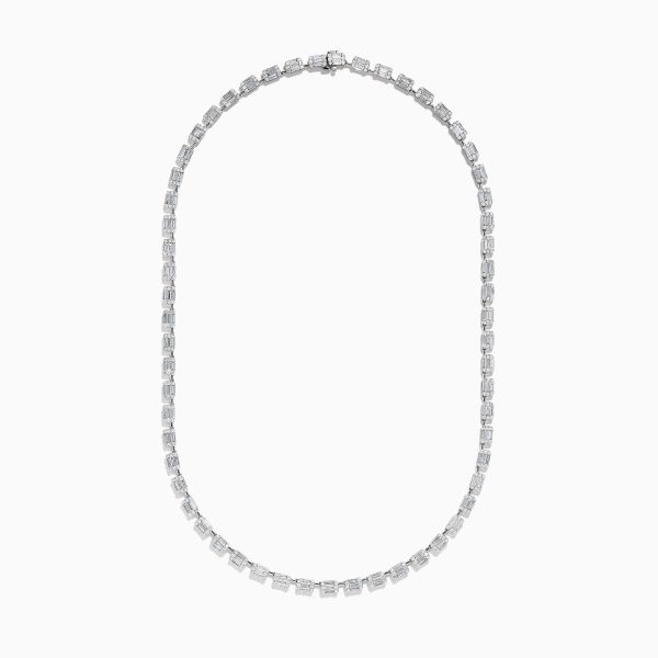 Classique 14K White Gold Diamond Tennis Necklace 7.92 TCW Cheap