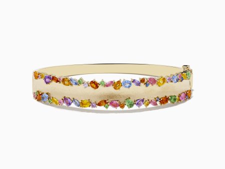 Watercolor 14k Yellow Gold Multi Sapphire Bangle Sale