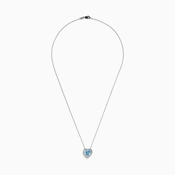 14K White Gold Aquamarine and Diamond Heart Pendant, 2.90 TCW Online