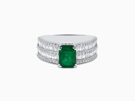 14K Brasillica White Gold Emerald and DiamondRing For Cheap