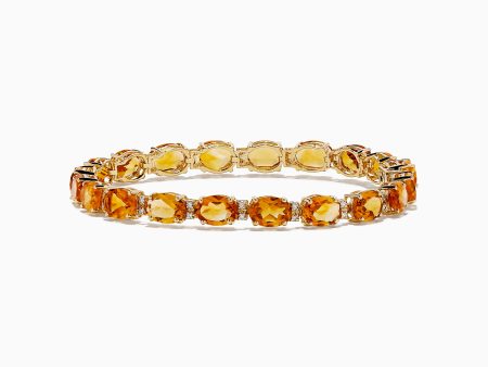 Sunset 14K Yellow Gold Citrine Tennis Bracelet 19.15 TCW Supply