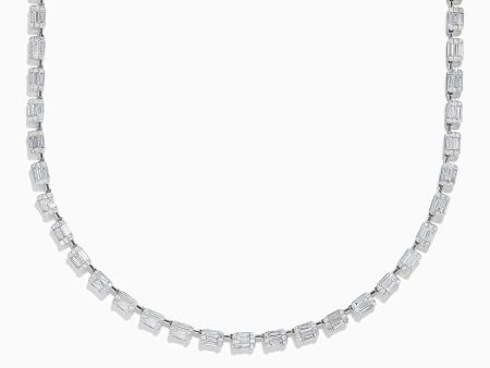 Classique 14K White Gold Diamond Tennis Necklace 7.92 TCW Cheap