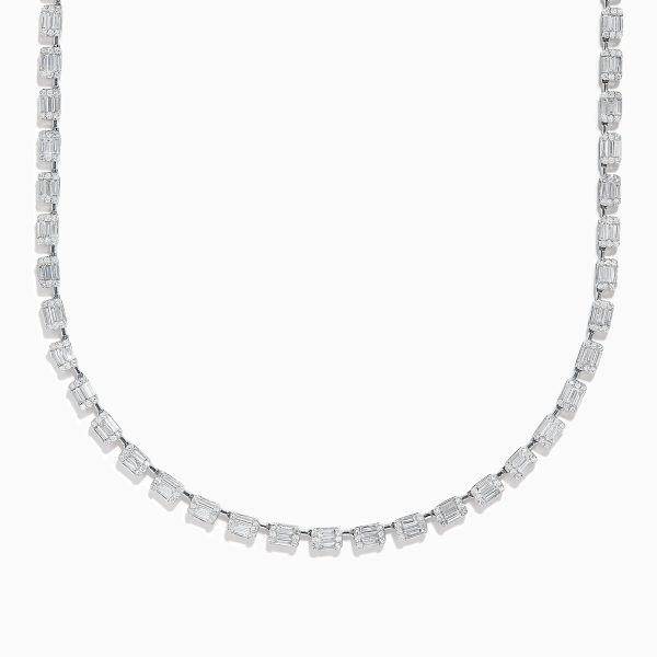 Classique 14K White Gold Diamond Tennis Necklace 7.92 TCW Cheap