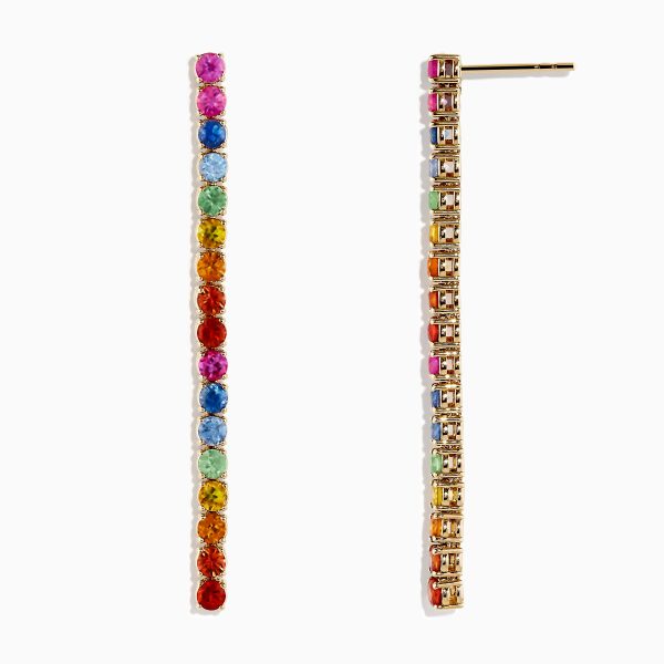 Watercolors 14K Yellow Gold Multi Sapphire Earrings Sale