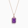 14K Rose Gold Amethyst, Pink Sapphire and Diamond Pendant, 8.08 TCW For Discount