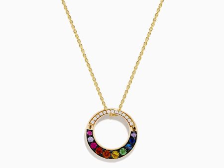 Watercolors 14K Yellow Gold Multi Sapphire and Diamond Circle Pendant Online