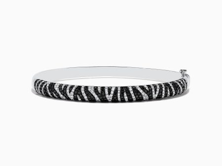 14k White Gold Black and White Diamond Zebra Print Bangle Discount