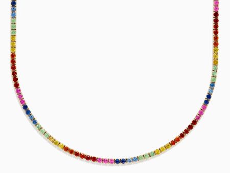 Watercolors 14K Yellow Gold Multi Sapphire Tennis Necklace Online