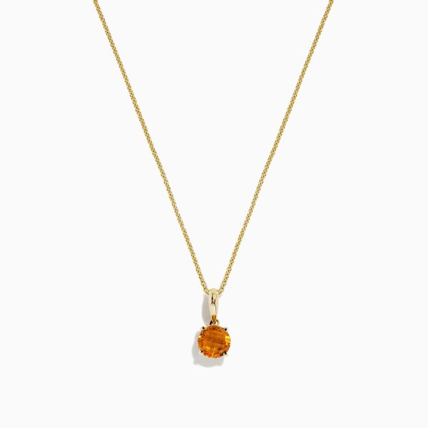 Sunset 14K Yellow Gold Citrine Pendant, 0.81 TCW Supply