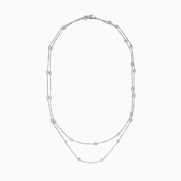 14K White Gold 36  Diamond Station Necklace, 2.00 TCW Online now