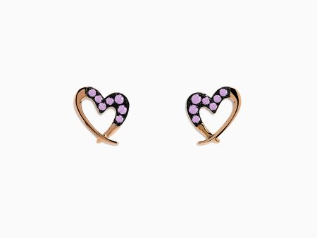 14K Rose Gold Multi Sapphire Heart Earrings Supply