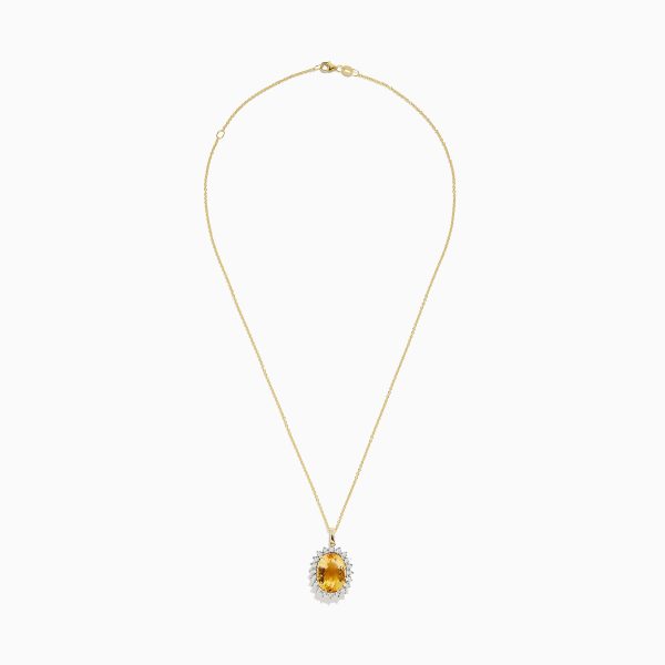 Sunset 14K Yellow Gold Diamond and Citrine Pendant Online Sale