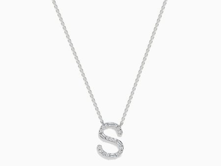 14 Karat White Gold Initial  S  Diamond Necklace Online Hot Sale