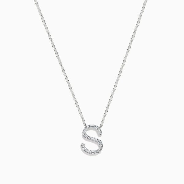 14 Karat White Gold Initial  S  Diamond Necklace Online Hot Sale