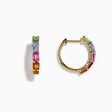 Watercolor 14k Gold Emerald Cut Multi Sapphire Hoop Earrings on Sale