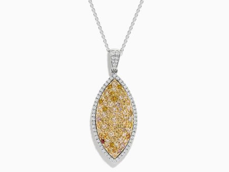 14K Two Tone Gold Marquise Shaped Multi Color Diamond Pendant 2.01 TCW Online Sale