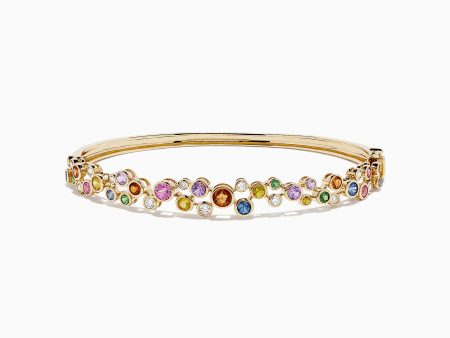 Watercolors 14K Gold Multi Sapphire and Diamond Bangle, 2.80 TCW Online now