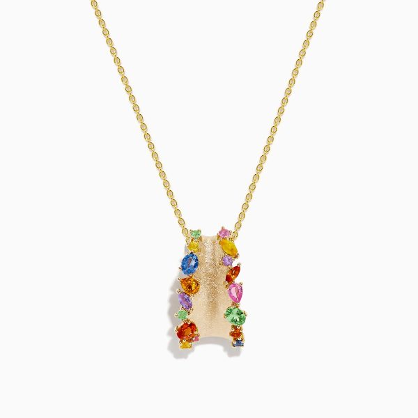 Watercolors 14K Yellow Gold Multi Sapphire Pendant Online Hot Sale