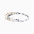 14K White and Yellow Gold Diamond Crossover Bangle, 2.00 TCW Online