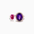 14K Rose Gold Amethyst, Pink Sapphire, and Diamond Toi Et Moi Ring Sale