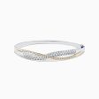 14K White and Yellow Gold Diamond Crossover Bangle, 2.00 TCW Online