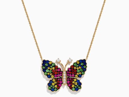 Watercolors 14 Karat Yellow Gold Multi Sapphire Butterfly Necklace Online