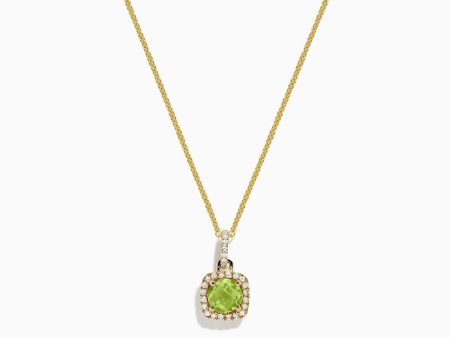 14K Yellow Gold Peridot and Diamond Pendant, 1.03 TCW Supply