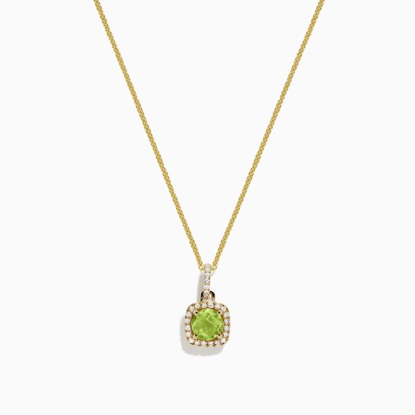 14K Yellow Gold Peridot and Diamond Pendant, 1.03 TCW Supply