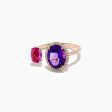 14K Rose Gold Amethyst, Pink Sapphire, and Diamond Toi Et Moi Ring Sale