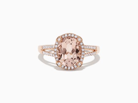 14K Rose Gold Morganite and Diamond Ring, 2.64 TCW For Discount