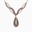 14K Rose Gold Espresso and White Diamond Drop Necklace For Sale