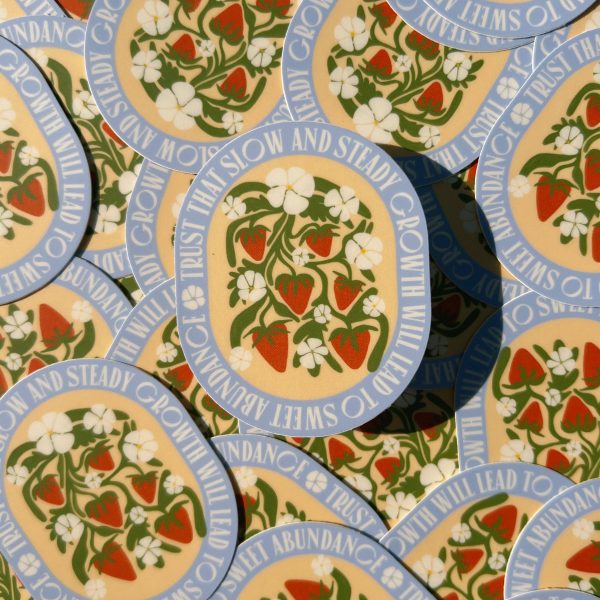 Strawberry Abundance Quote Vinyl Sticker Hot on Sale