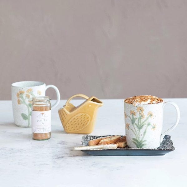 Yuki 12 oz. Hand-Painted Botanical Stoneware Mug Sale